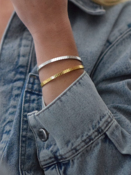 In The Groove Bangle Bracelet Silver