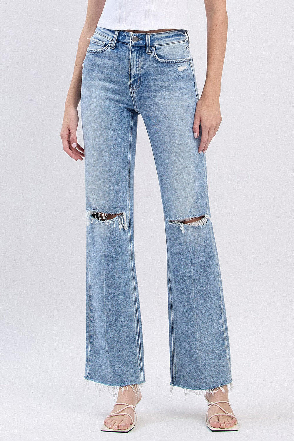 Gloria Distressed Straight Leg Denim