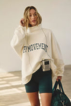 Load image into Gallery viewer, Ivory combo two piece set with oversized funnel neck pullover and high-rise biker shorts