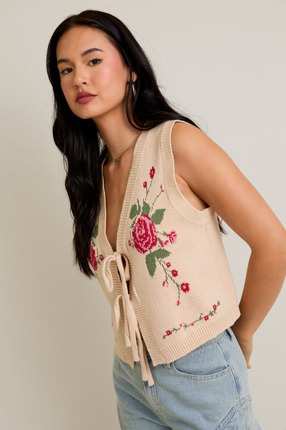 Rose Bloom Knit Vest