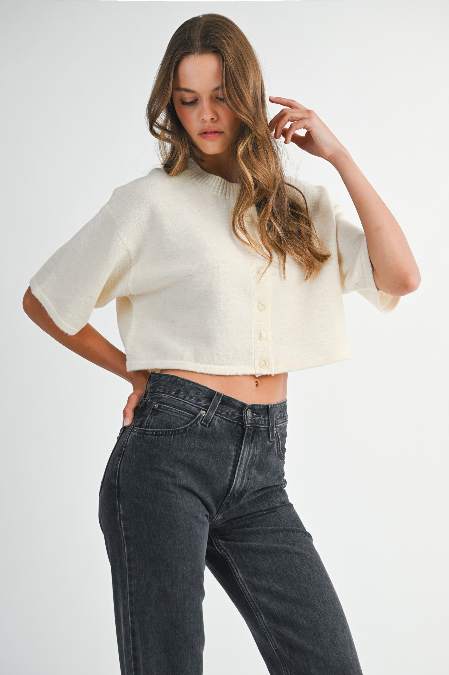 Cream Cloud Cropped Cardigan