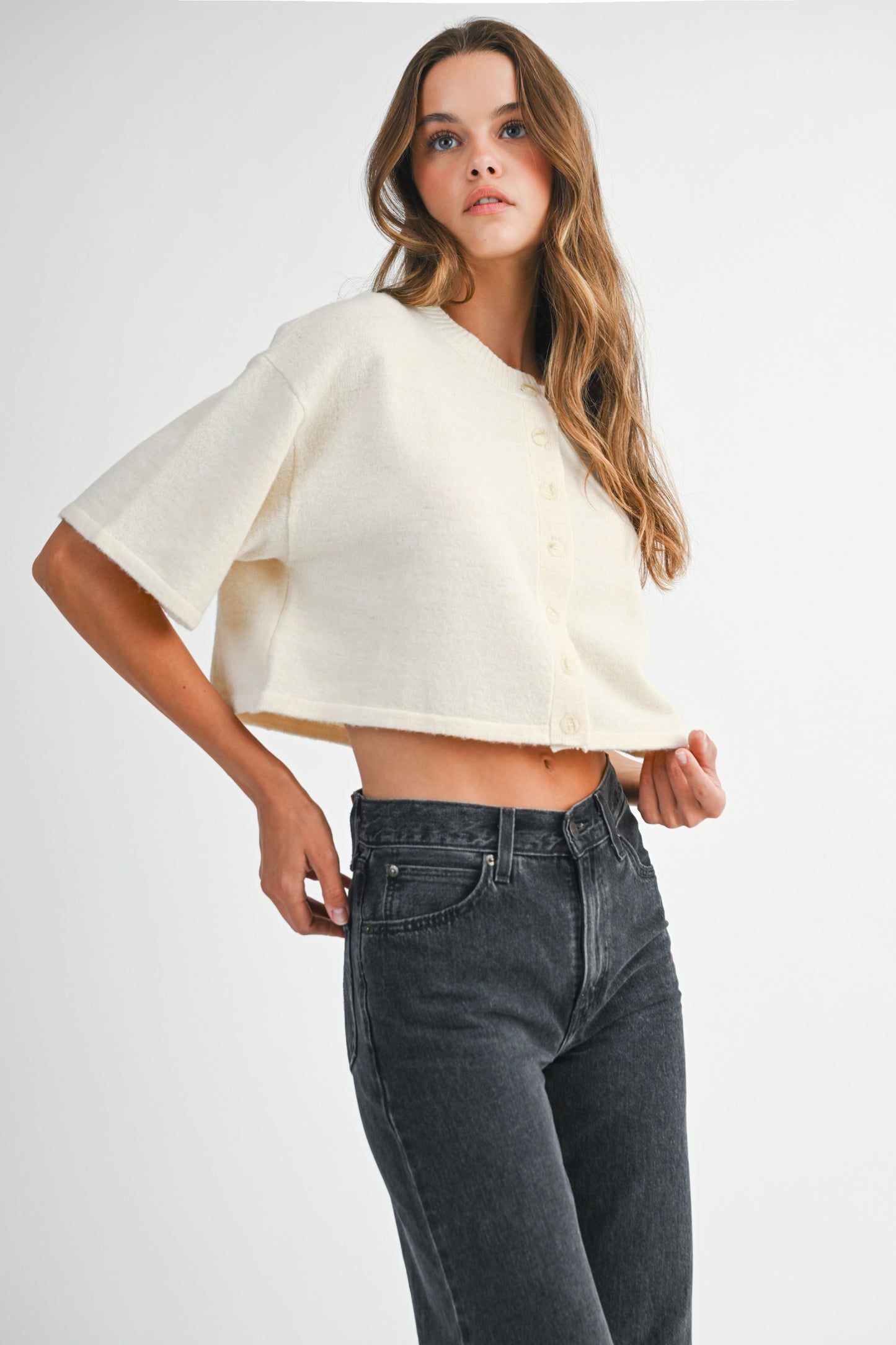 Cream Cloud Cropped Cardigan
