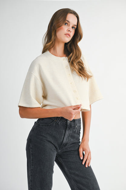 Cream Cloud Cropped Cardigan
