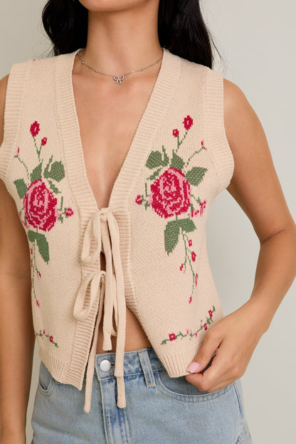 Rose Bloom Knit Vest