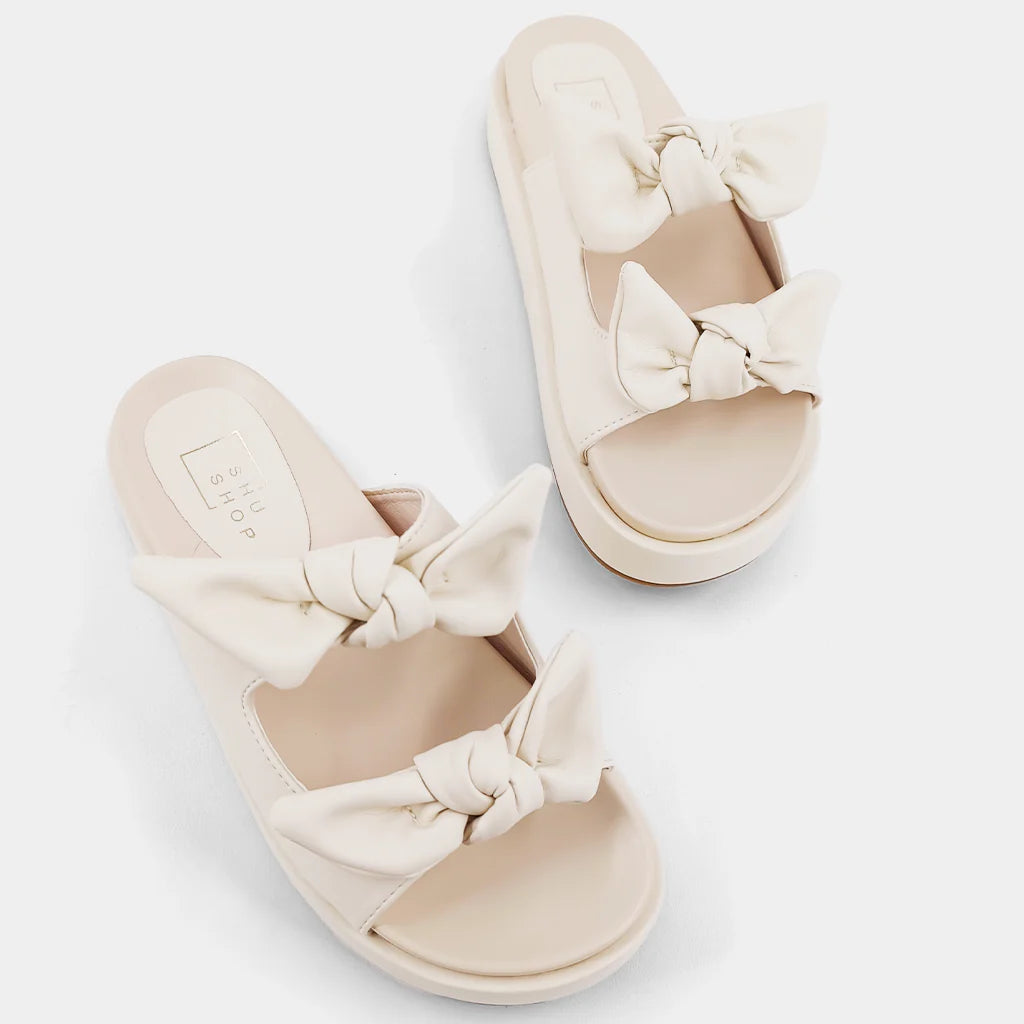 Kiki Bow Flatform Sandal Bone