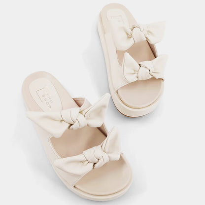 Kiki Bow Flatform Sandal Bone