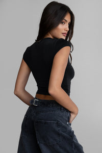 Madison Fitted Short Sleeve Top Black