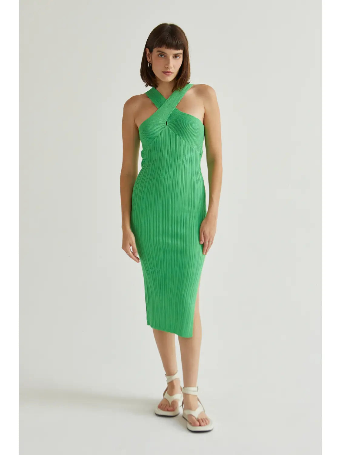 Marina Ribbed Halterneck Dress