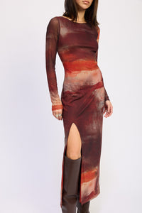 Ember Skies Mesh Maxi Dress