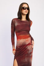Load image into Gallery viewer, Ember Skies Mesh Maxi Dress