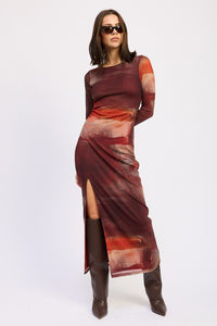 Ember Skies Mesh Maxi Dress