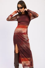 Load image into Gallery viewer, Ember Skies Mesh Maxi Dress