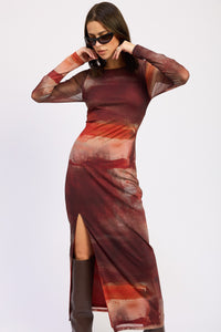 Ember Skies Mesh Maxi Dress