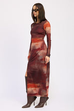 Load image into Gallery viewer, Ember Skies Mesh Maxi Dress