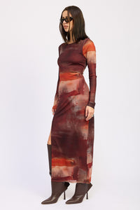 Ember Skies Mesh Maxi Dress