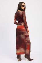 Load image into Gallery viewer, Ember Skies Mesh Maxi Dress