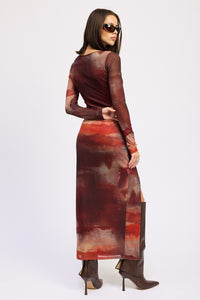 Ember Skies Mesh Maxi Dress