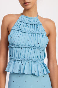 Michaela Polka Dot Ruffle Top