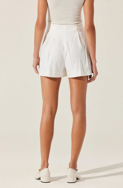 Ollie Pleated Linen Blend Shorts