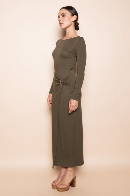 Sculpted Buckle Maxi Dress