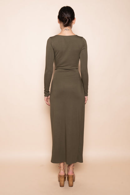 Sculpted Buckle Maxi Dress