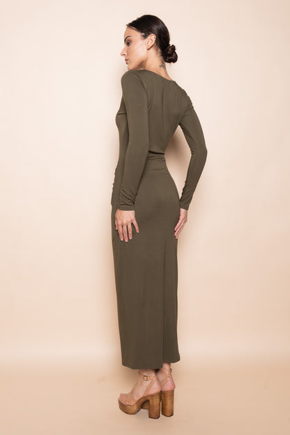 Sculpted Buckle Maxi Dress