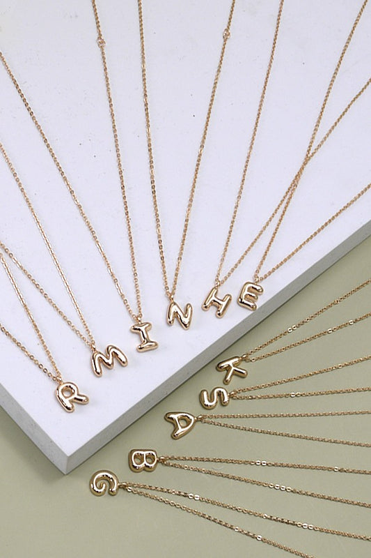 Puffy Letter Pendant Necklace