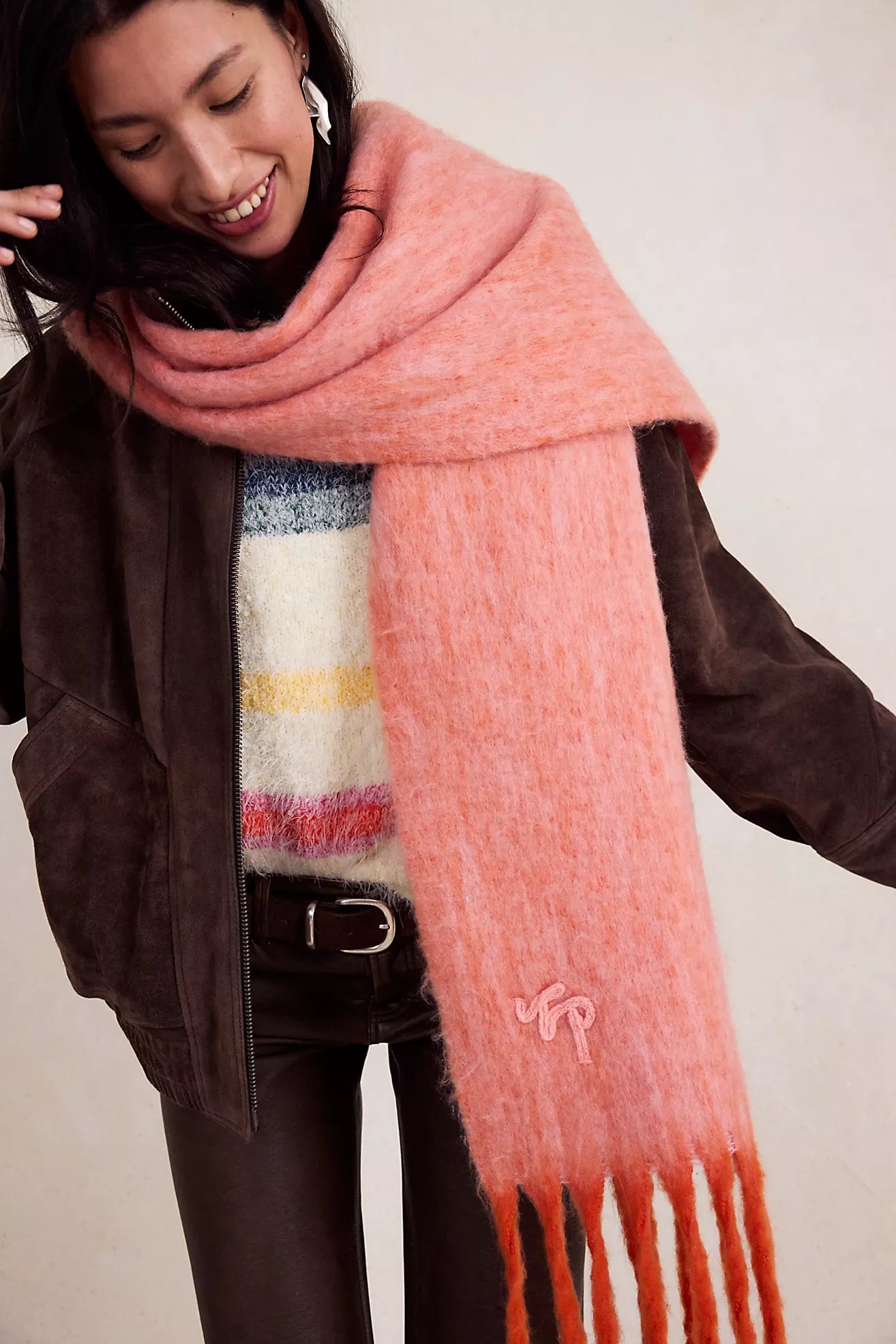 Winter Chill Blanket Scarf Pink