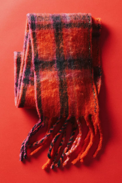 Highland Plaid Skinny Scarf Pink Combo