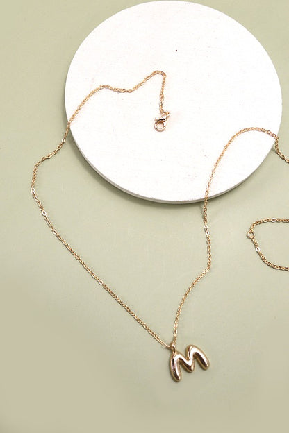 Puffy Letter Pendant Necklace