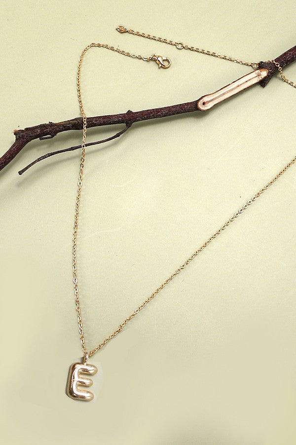 Puffy Letter Pendant Necklace