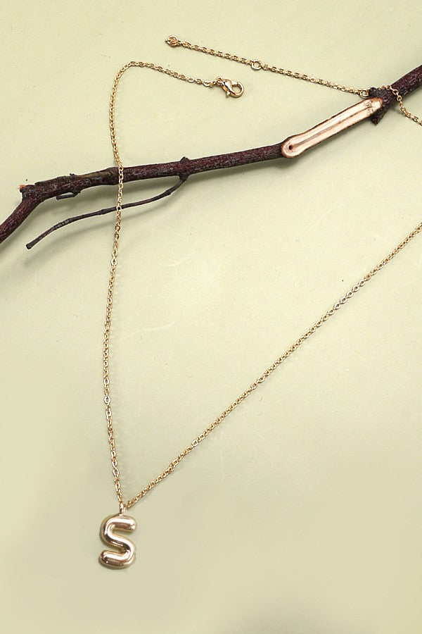 Puffy Letter Pendant Necklace