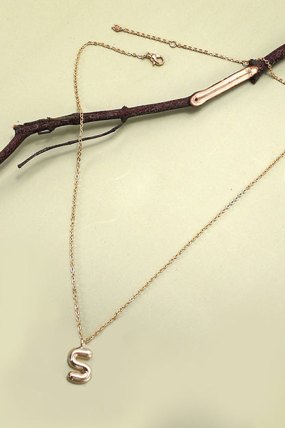 Puffy Letter Pendant Necklace