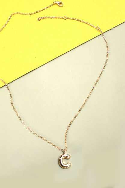 Puffy Letter Pendant Necklace