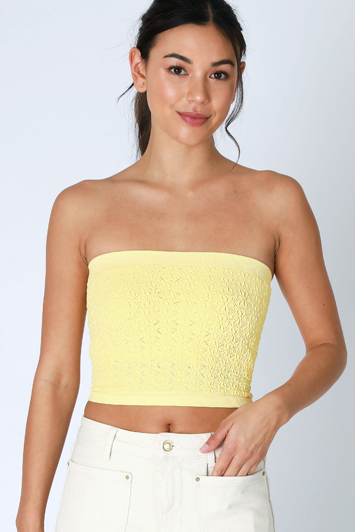 Steady Hand Lace Tube Top Lemon