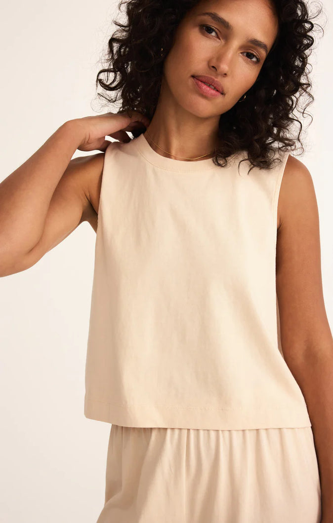 Sloane Jersey Muscle Tank Panna Cotta