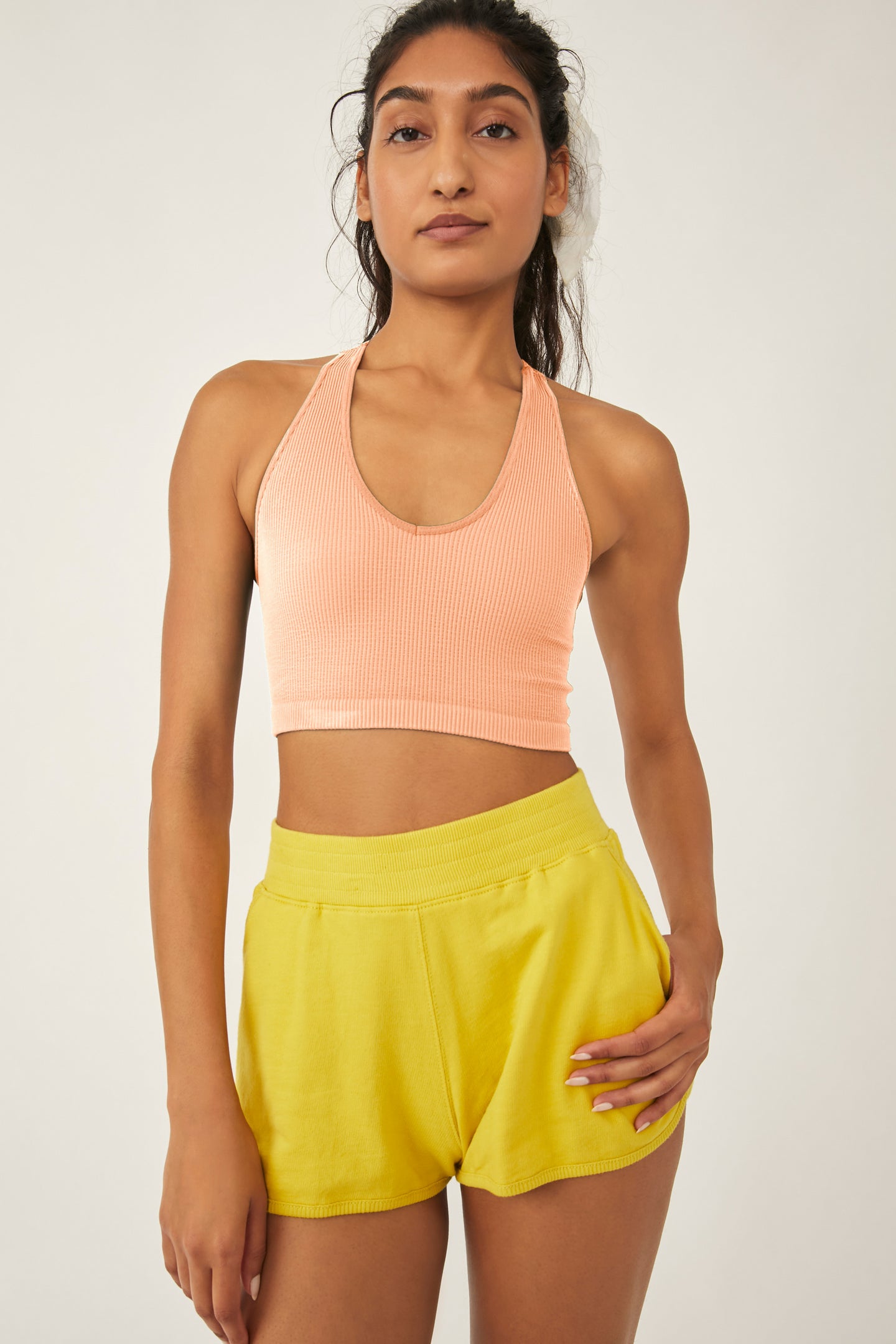 Free Throw Crop Peach