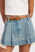 Load image into Gallery viewer, Flirt Alert Pleated Denim Skirt