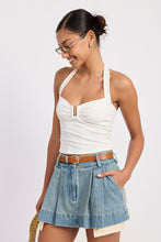 Load image into Gallery viewer, Flirt Alert Pleated Denim Skirt