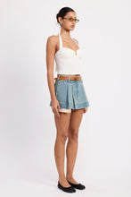 Load image into Gallery viewer, Flirt Alert Pleated Denim Skirt