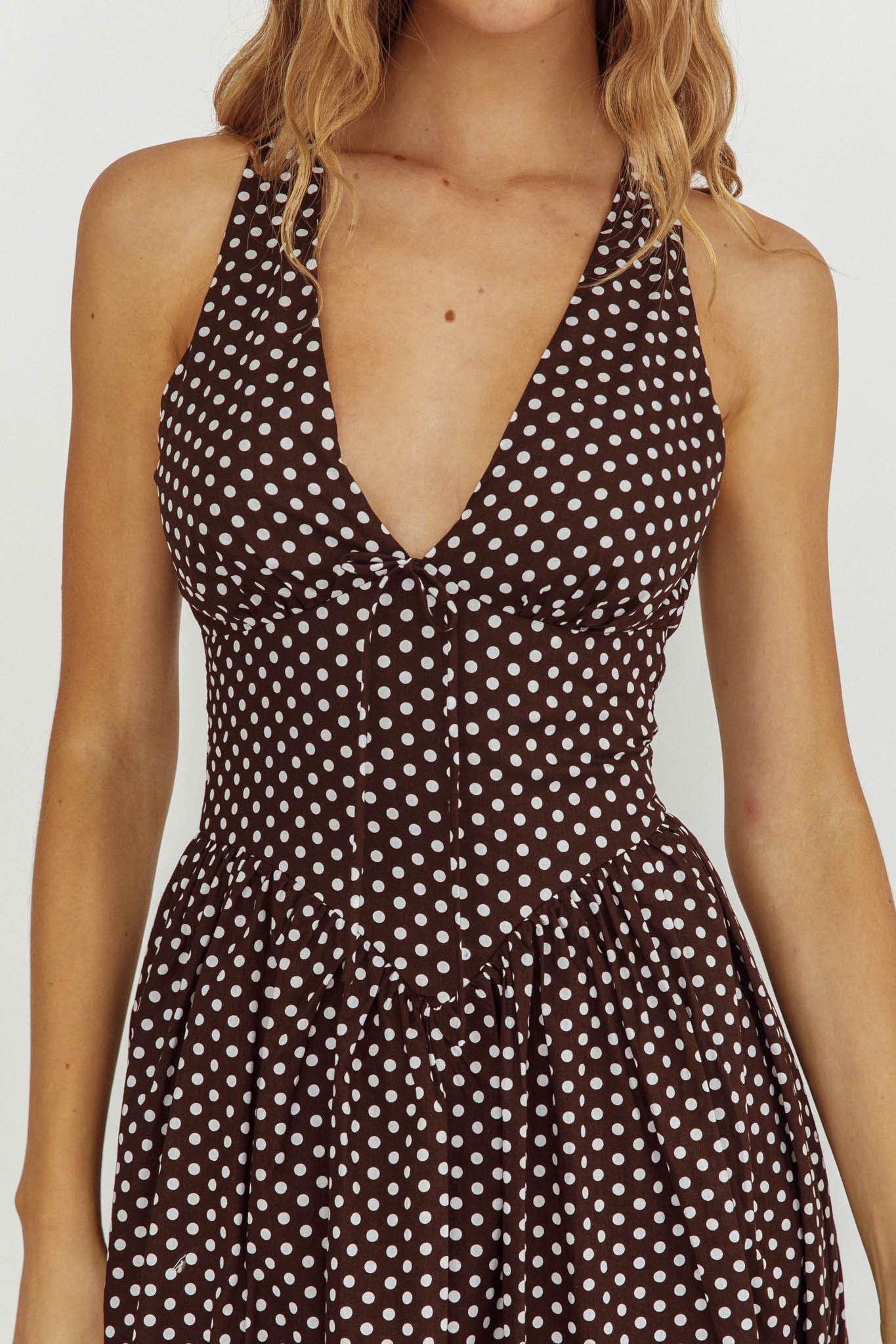 Midnight Dot Halter Dress