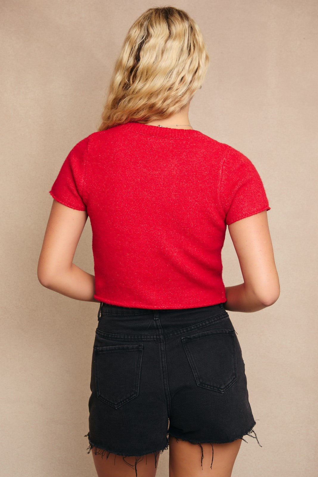 City Lights Cropped Sweater Red