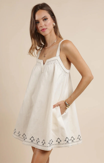 Retro Roam Embroidered Mini Dress