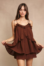 Load image into Gallery viewer, Mocha Ruffle Flare Romper