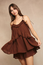 Load image into Gallery viewer, Mocha Ruffle Flare Romper