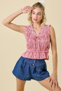 Same Time Gingham Top