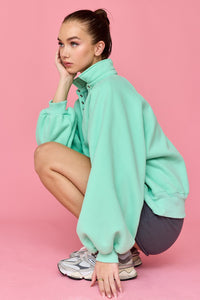 Mint Mood Snap Collared Sweater