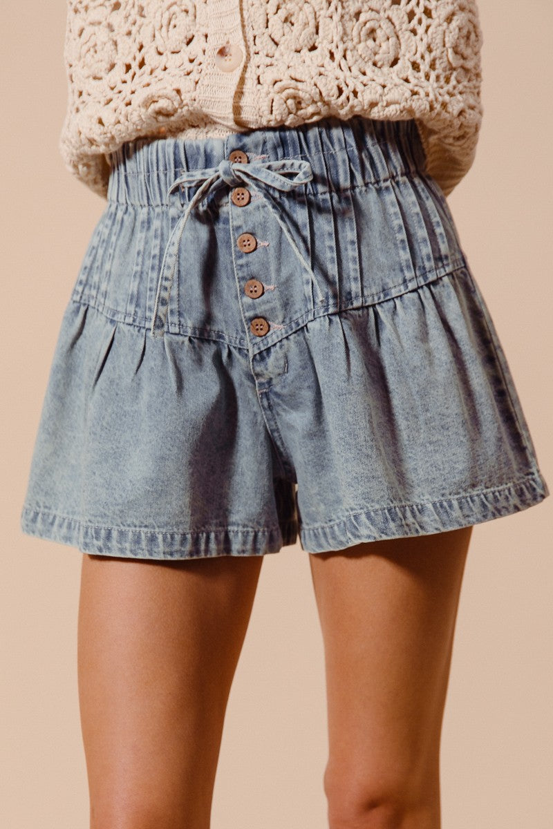 Shelbi Flared Denim Shorts