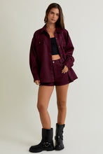 Load image into Gallery viewer, Model wearing The Weekend Suede Shorts, high-waisted faux suede shorts styled with matching shacket