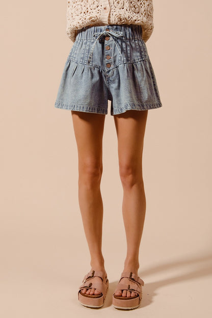 Shelbi Flared Denim Shorts
